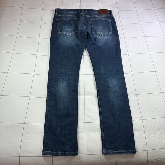 All Saints Jeans Mens 34 Blue Cigarette Skinny Button Fly Fade Distressed Denim - Picture 3 of 16